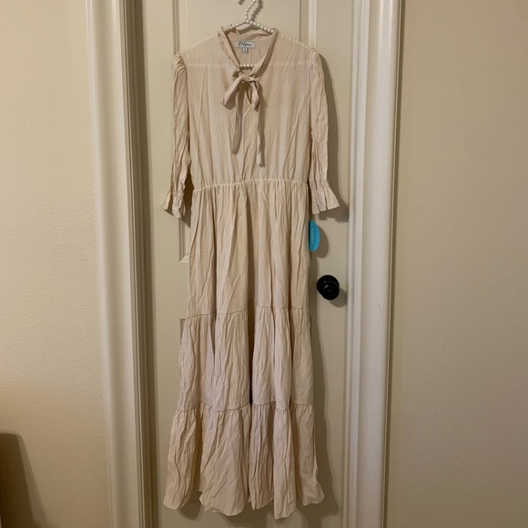 Polagram Dresses & Skirts - Cream Tie Maxi Dress
